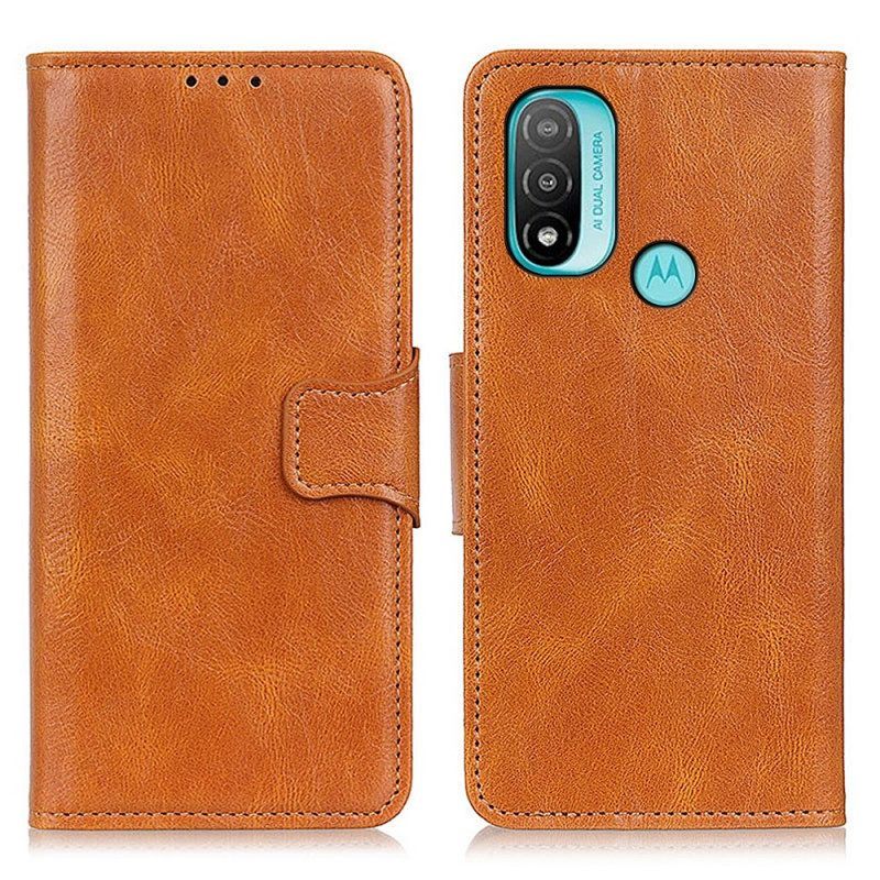 Folio-hoesje voor Moto E40 / E30 / E20 Omkeerbare Sluiting Met Leereffect