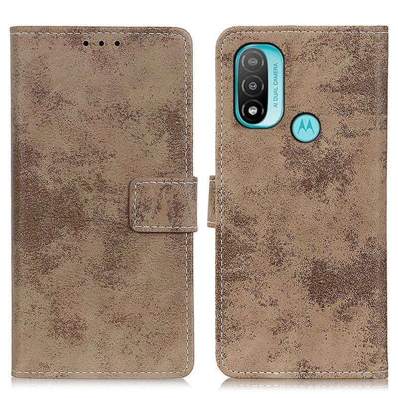 Folio-hoesje voor Moto E40 / E30 / E20 Vintage Leereffect