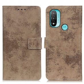 Folio-hoesje voor Moto E40 / E30 / E20 Vintage Leereffect