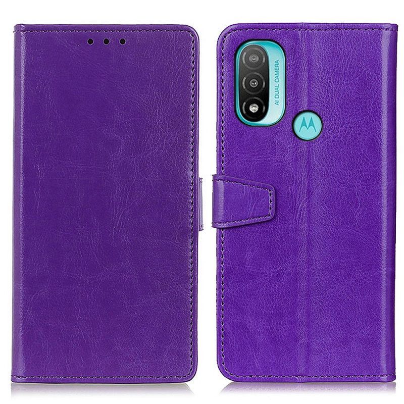 Leren Hoesje voor Moto E40 / E30 / E20 Eenvoudig Glanzend Leereffect