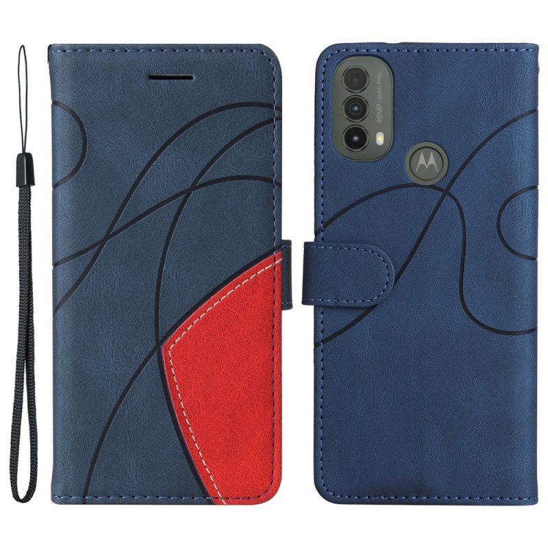 Leren Hoesje voor Moto E40 / E30 / E20 Tweekleurig Kenmerkend Kunstleer