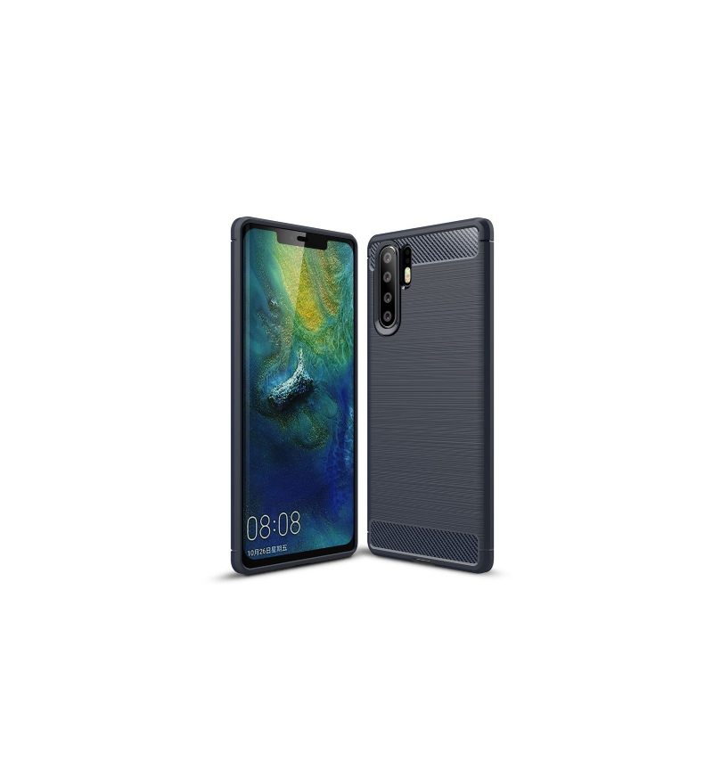 Hoesje voor Huawei P30 Pro Geborstelde Carbon Gel