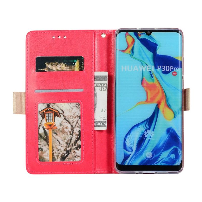 Leren Hoesje voor Huawei P30 Pro Bloemenkant