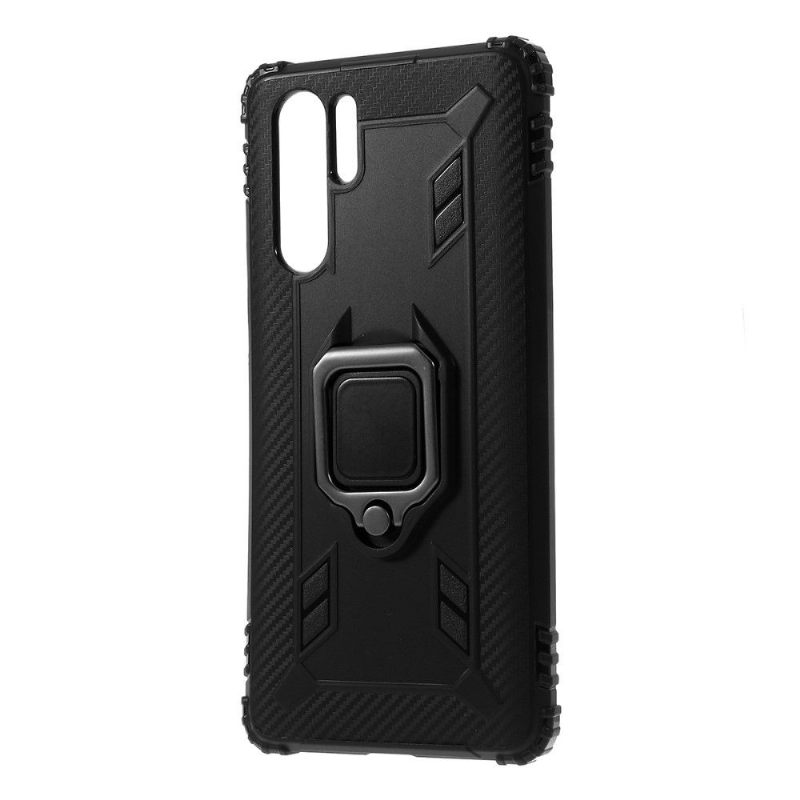 Telefoonhoesje voor Huawei P30 Pro Carbon Look Met Steunring