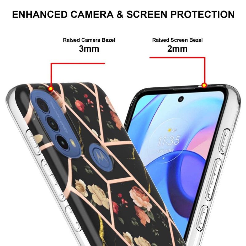 Hoesje voor Motorola Moto E20 / E30 / E40 Marmer En Bloemen