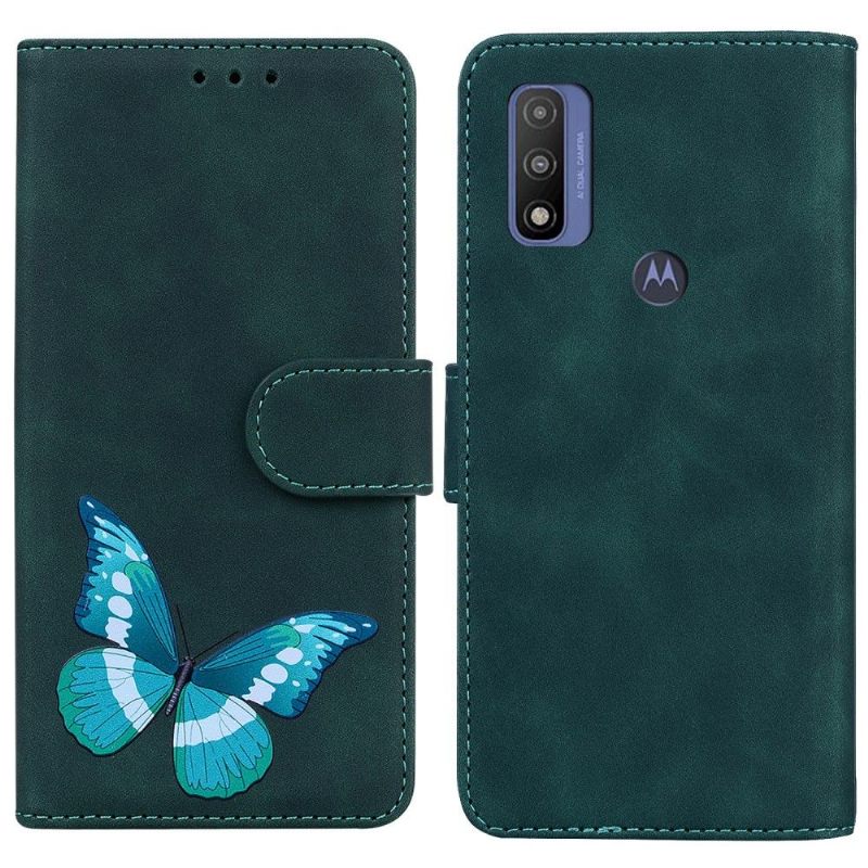 Leren Hoesje voor Motorola Moto E20 / E30 / E40 Bescherming Kleurrijke Vlinderbescherming