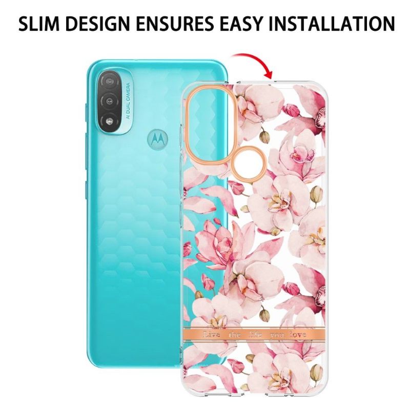 Telefoonhoesje voor Motorola Moto E20 / E30 / E40 Bescherming Gardenia Roze Bloem