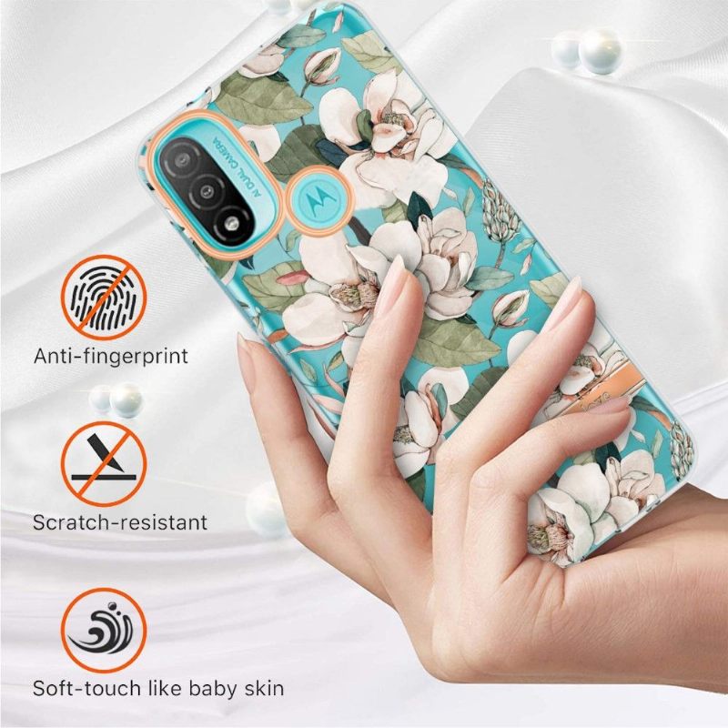 Telefoonhoesje voor Motorola Moto E20 / E30 / E40 Bescherming Gardenia Witte Bloem