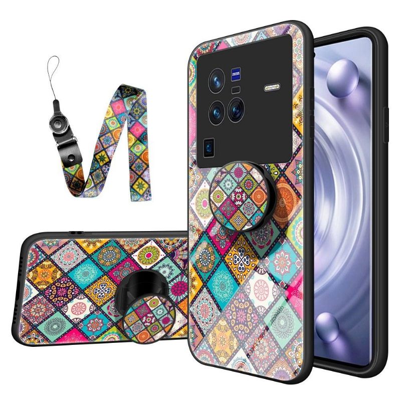 Hoesje voor Vivo X80 Pro Anti-fall Mandala-caleidoscoop Met Standaard