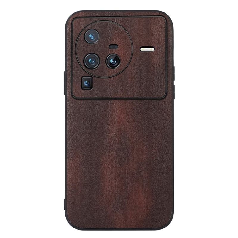 Telefoonhoesje voor Vivo X80 Pro Houtlook Ledereffect