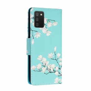 Folio-hoesje voor Samsung Galaxy A03s Anti-fall Witte Bloemen