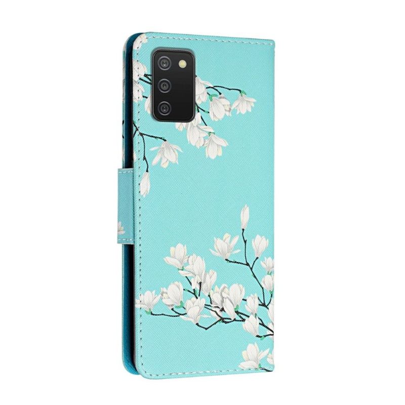 Folio-hoesje voor Samsung Galaxy A03s Anti-fall Witte Bloemen