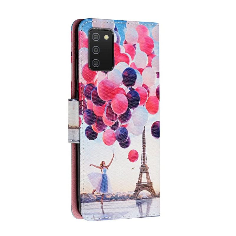 Folio-hoesje voor Samsung Galaxy A03s Eiffeltoren Ballonmeisje