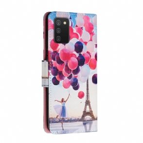 Folio-hoesje voor Samsung Galaxy A03s Eiffeltoren Ballonmeisje