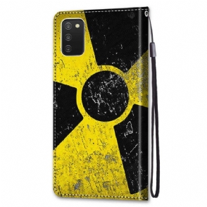 Leren Hoesje voor Samsung Galaxy A03s Bescherming Radioactief Symbool