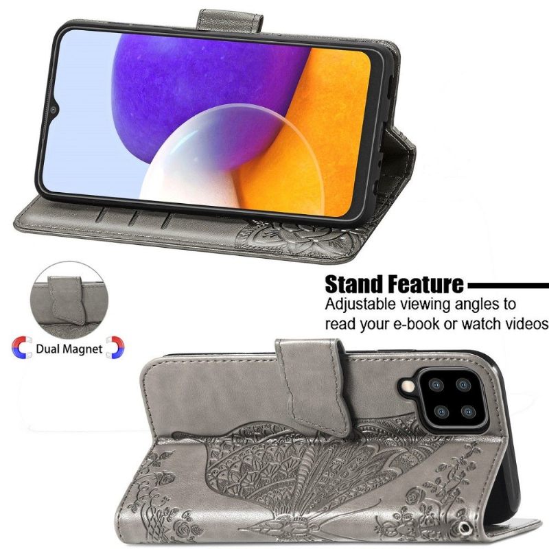 Flip Case voor Samsung Galaxy A22 4G Reliëfvlinder