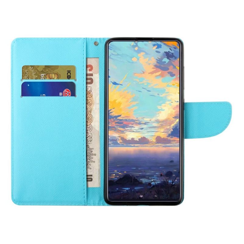 Folio-hoesje voor Samsung Galaxy A22 4G Blauwe Bloemen En Vlinders