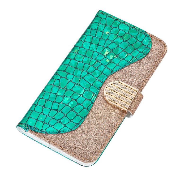 Folio-hoesje voor Samsung Galaxy A22 4G Luxe Croco Pailletten