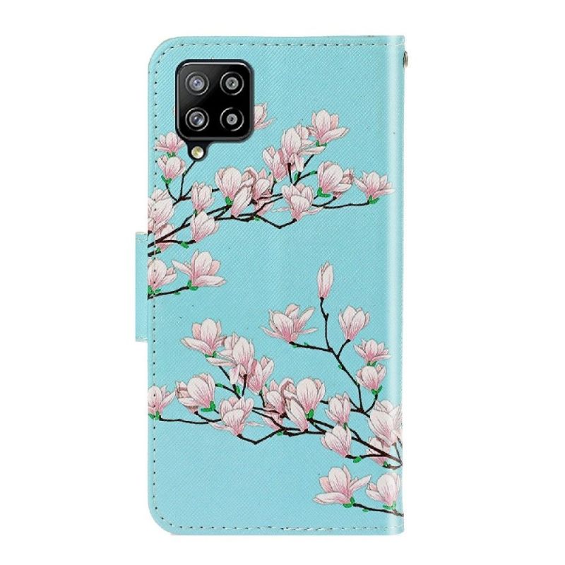 Folio-hoesje voor Samsung Galaxy A22 4G Witte Bloemen