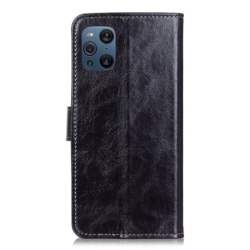 Flip Case voor Oppo Find X3 Pro Luxe Stiksels Met Leereffect