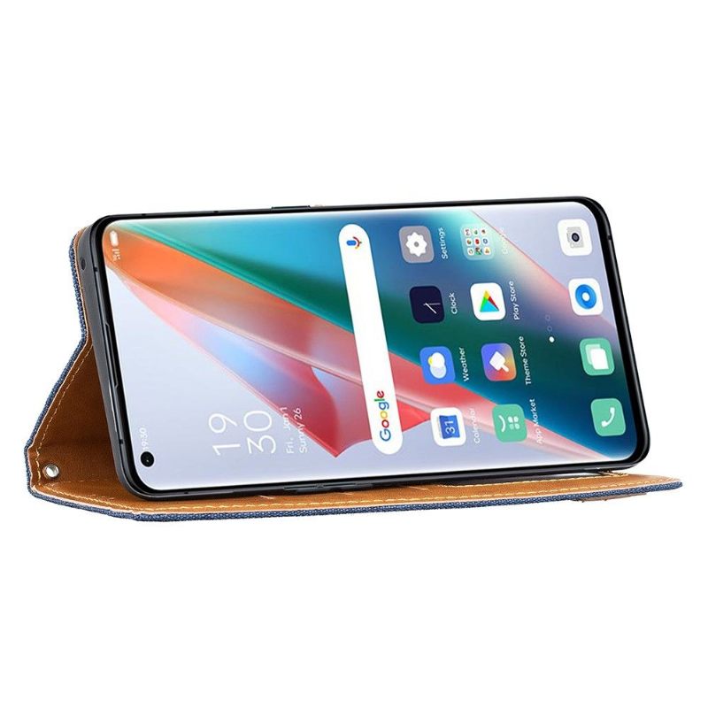 Folio-hoesje voor Oppo Find X3 Pro Anti-fall Canvaseffect Oxford