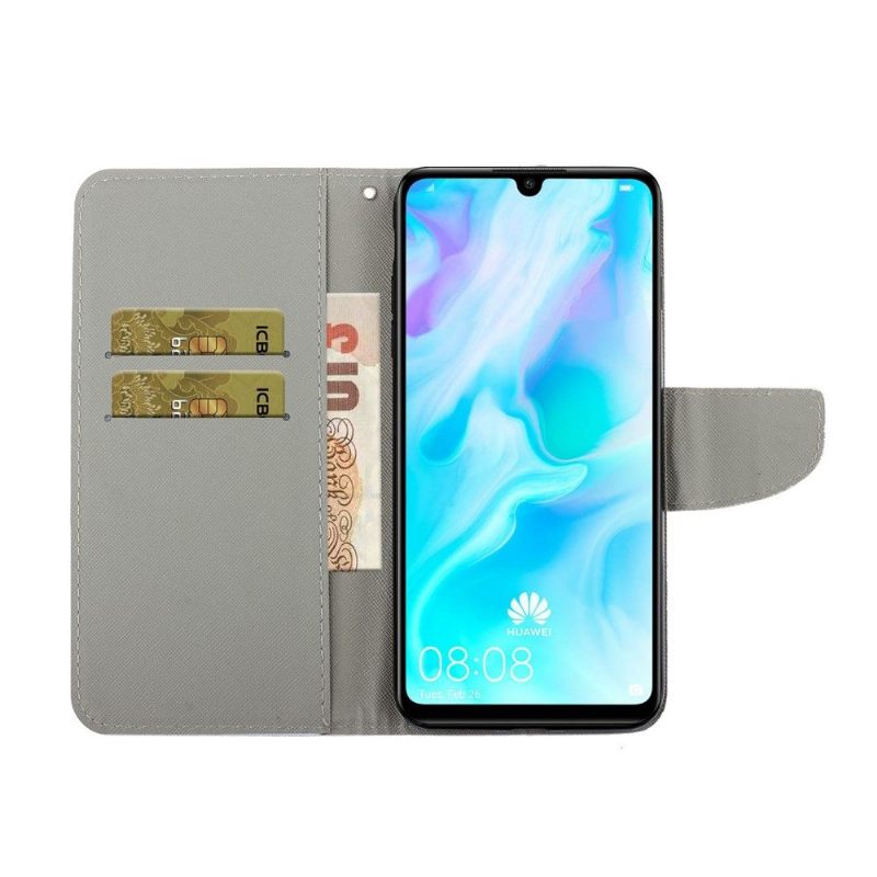 Folio-hoesje voor Huawei Y6p Anti-fall Blauwe Vlinder