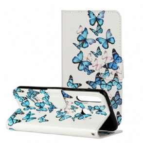 Folio-hoesje voor Huawei Y6p Anti-fall Meerdere Blauwe Vlinders