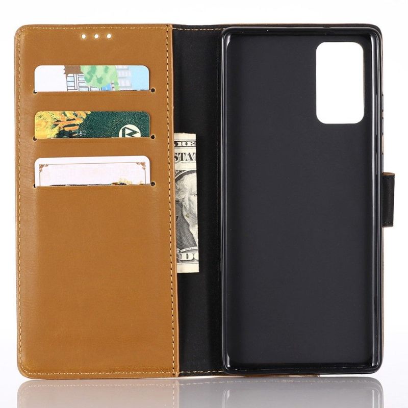 Cover voor Samsung Galaxy Note 20 Folio-hoesje Retro Leereffect