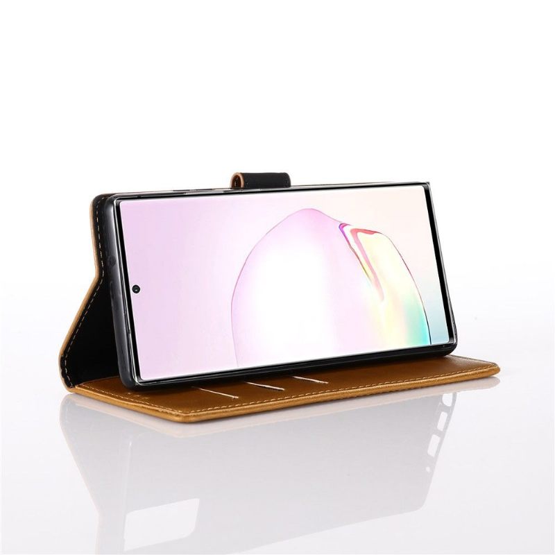 Cover voor Samsung Galaxy Note 20 Folio-hoesje Retro Leereffect