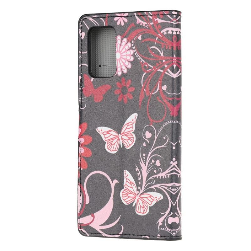 Folio-hoesje voor Samsung Galaxy Note 20 Anti-fall Vlinders En Bloemen