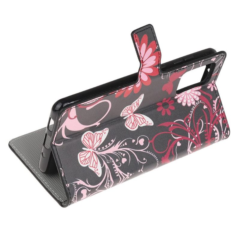 Folio-hoesje voor Samsung Galaxy Note 20 Anti-fall Vlinders En Bloemen