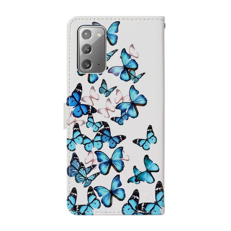 Folio-hoesje voor Samsung Galaxy Note 20 Meerdere Blauwe Vlinders