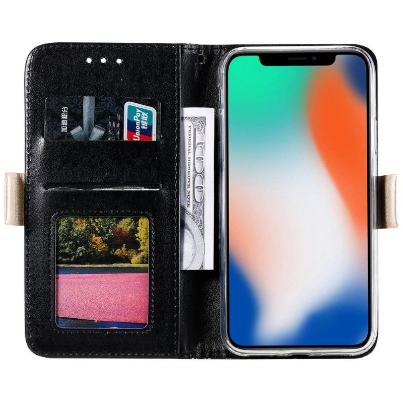 Folio-hoesje voor iPhone X / XS Anti-fall Kantpatroon Met Riem