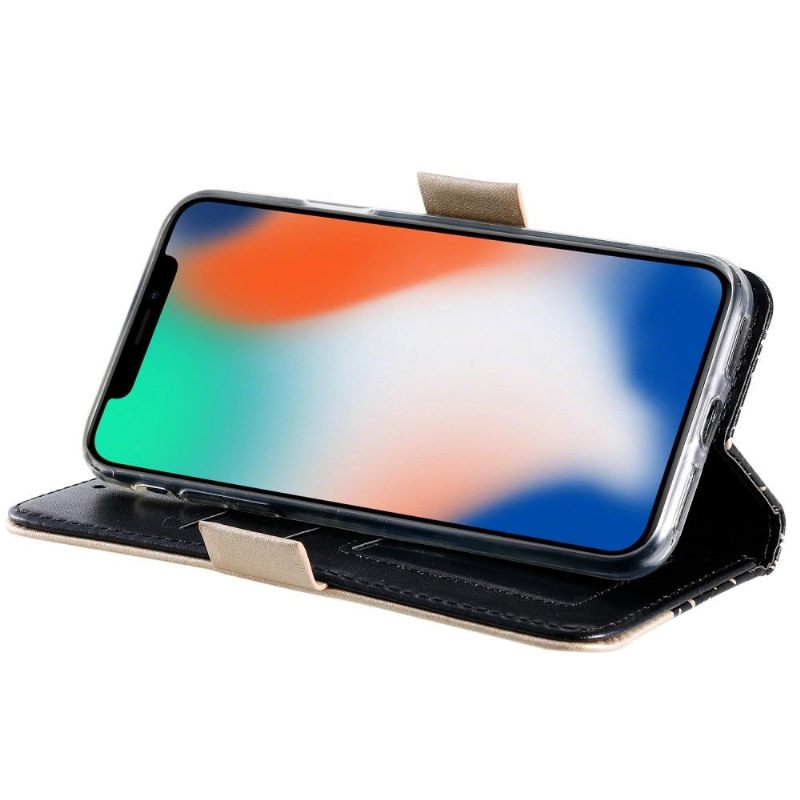 Folio-hoesje voor iPhone X / XS Anti-fall Kantpatroon Met Riem