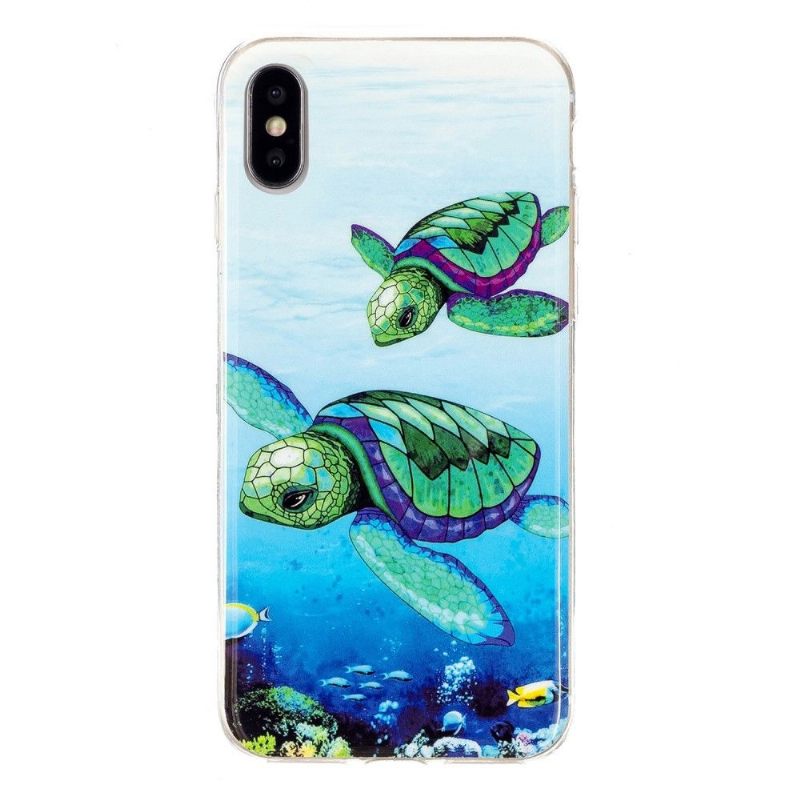 Hoesje voor iPhone X / XS Fluorescerende Schildpadden