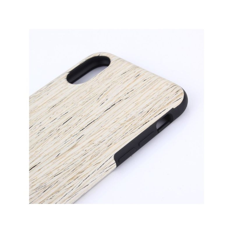 Hoesje voor iPhone X / XS Premium Houteffect - Wit