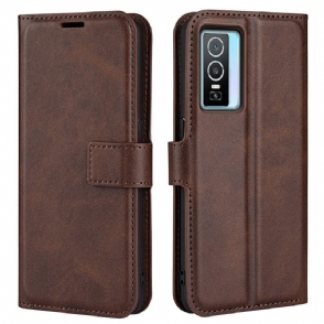 Folio-hoesje voor Vivo Y76 5G Slank Extreem Leereffect