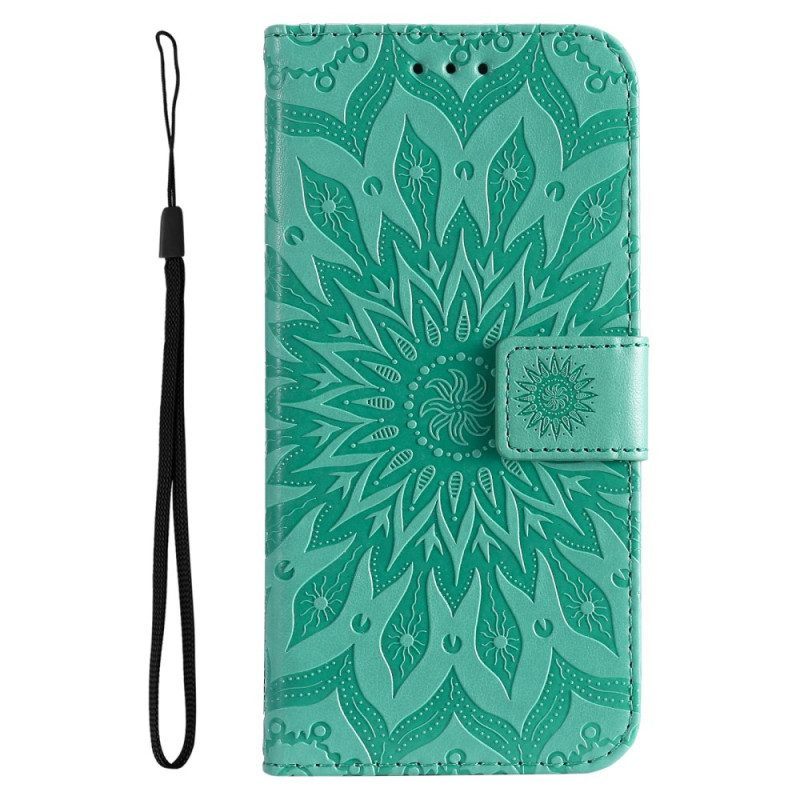 Folio-hoesje voor Vivo Y22s Mandala Zon Met Lanyard