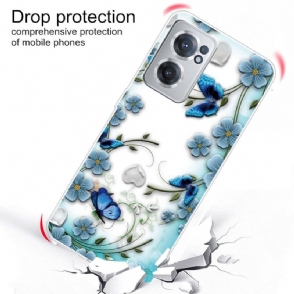 Hoesje voor OnePlus Nord CE 2 5G Blauwe Vlinders En Bloemen