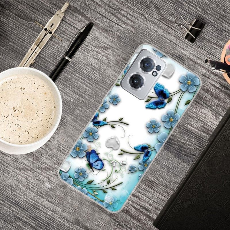 Hoesje voor OnePlus Nord CE 2 5G Blauwe Vlinders En Bloemen