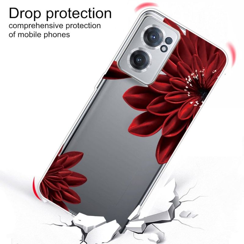 Telefoonhoesje voor OnePlus Nord CE 2 5G Bescherming Rode Bloemblaadjes