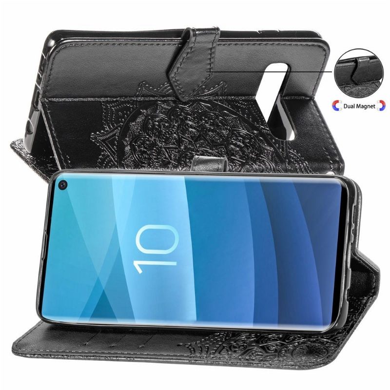 Flip Case voor Samsung Galaxy S10e Mandala Van Kunstleer Met Reliëf