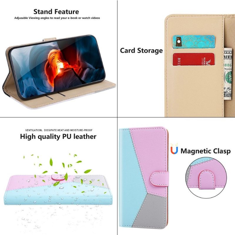 Folio-hoesje voor Samsung Galaxy A52 5G / A52 4G / A52s 5G Anti-fall Driekleurig Kunstleer