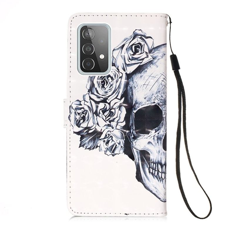 Folio-hoesje voor Samsung Galaxy A52 5G / A52 4G / A52s 5G Bloemenschedel