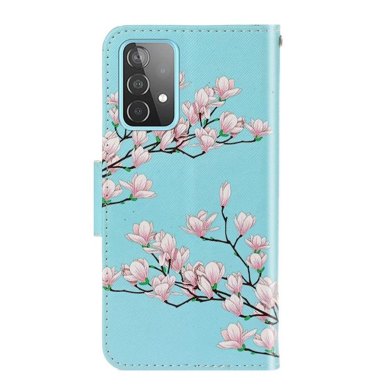 Folio-hoesje voor Samsung Galaxy A52 5G / A52 4G / A52s 5G Witte Bloemen