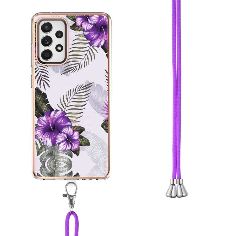 Hoesje voor Samsung Galaxy A52 5G / A52 4G / A52s 5G Met Koord Exotische Bloemen