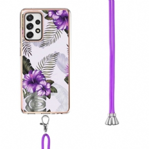 Hoesje voor Samsung Galaxy A52 5G / A52 4G / A52s 5G Met Koord Exotische Bloemen