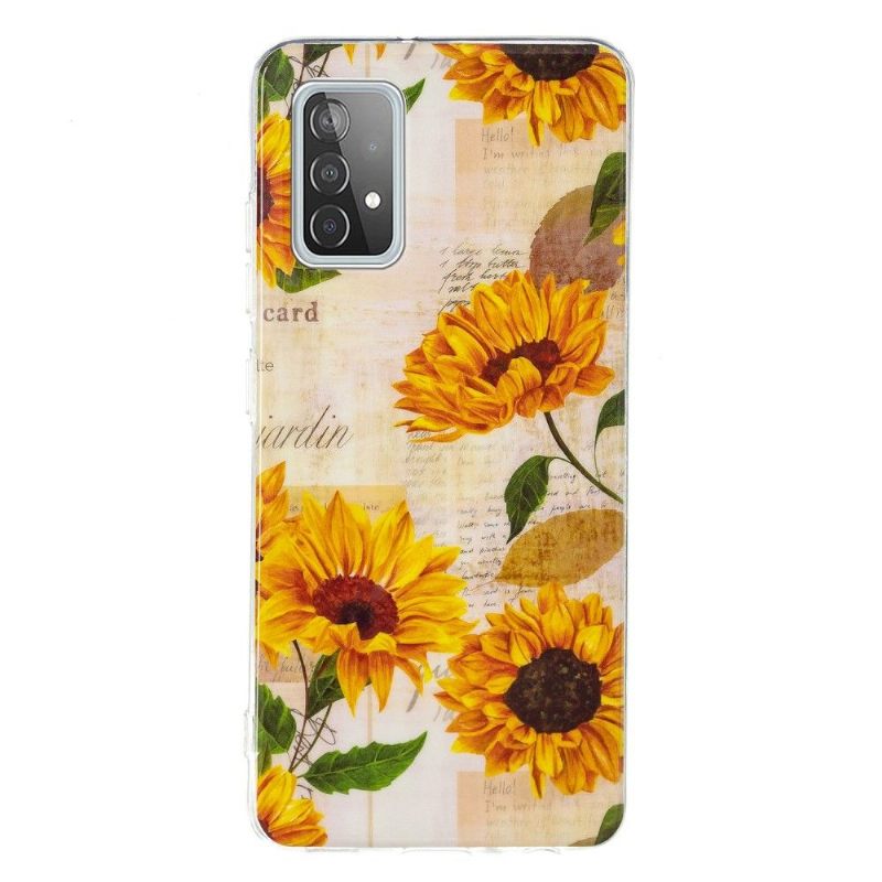 Hoesje voor Samsung Galaxy A52 5G / A52 4G / A52s 5G Vintage Zonnebloem Fluorescerend