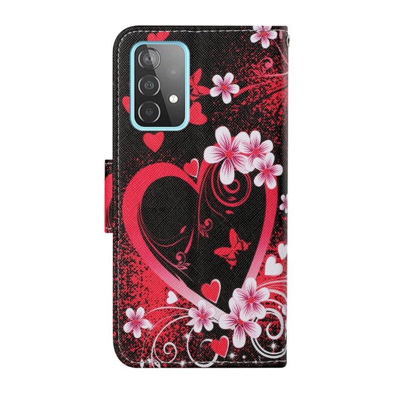 Leren Hoesje voor Samsung Galaxy A52 5G / A52 4G / A52s 5G Bescherming Bloemen Hart