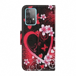 Leren Hoesje voor Samsung Galaxy A52 5G / A52 4G / A52s 5G Bescherming Bloemen Hart